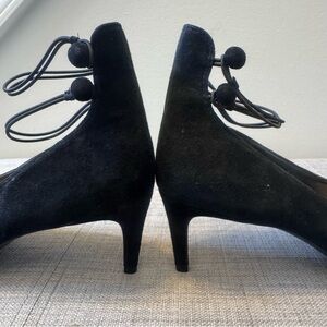 Nine West Black Suede Heels with Ankle Tie | Size 9.5